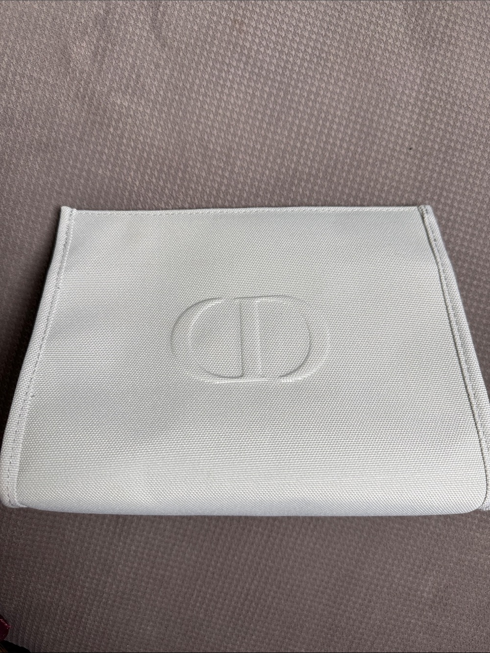 Dior White Embossed CD Canvas Beauty Pouch